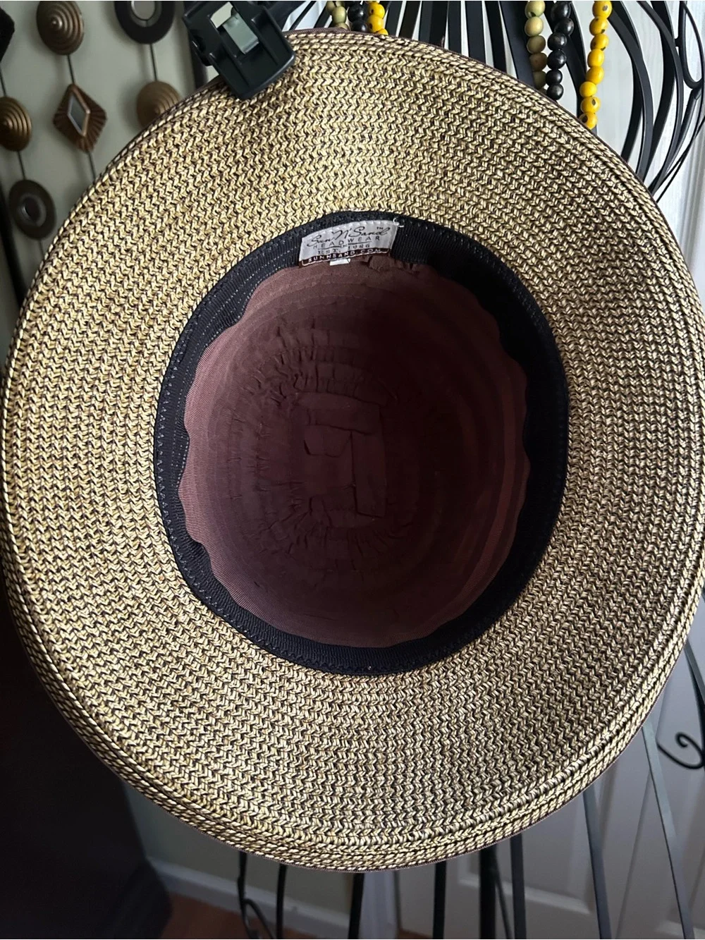 Sun 'N' Sand Metallic Gold Embroidered Ribbon Packable Bucket Sun Hat